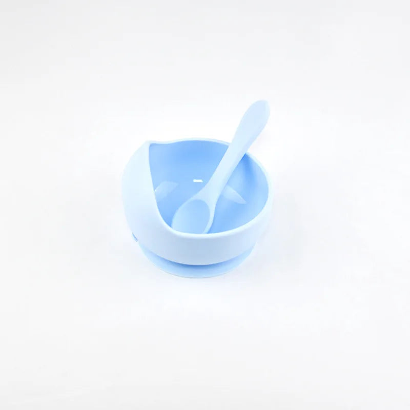 Silicone Baby Snail Bowl with Sucker & Spoon Feeding Set