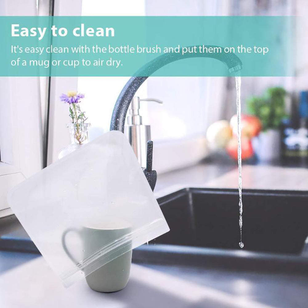 10pcs Reusable Silicone Food Storage Bags with Zip Seal