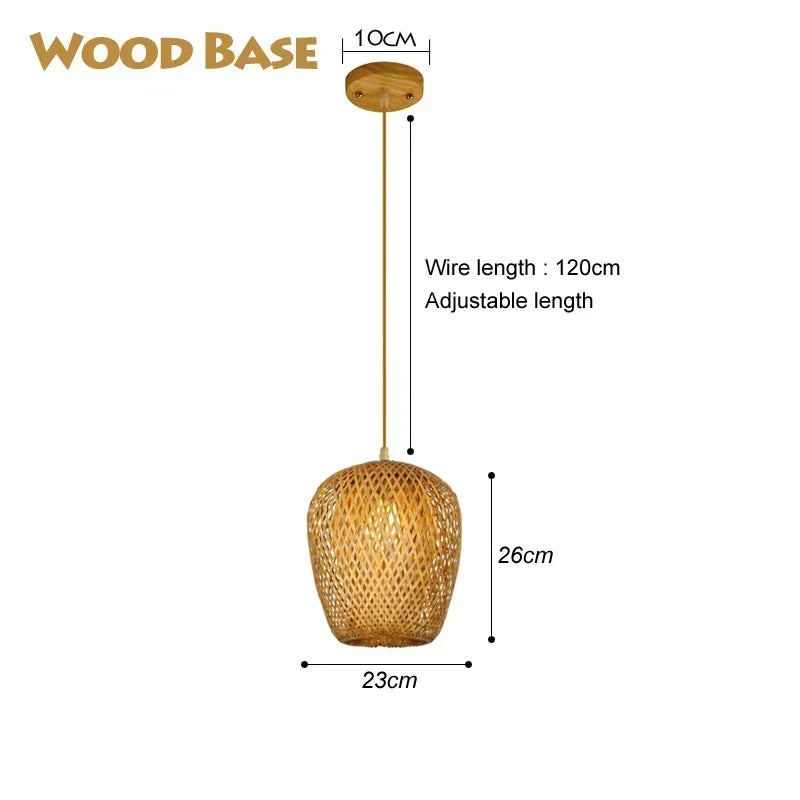 Bamboo Rattan Pendant Light – Handwoven Hanging Ceiling Lamp