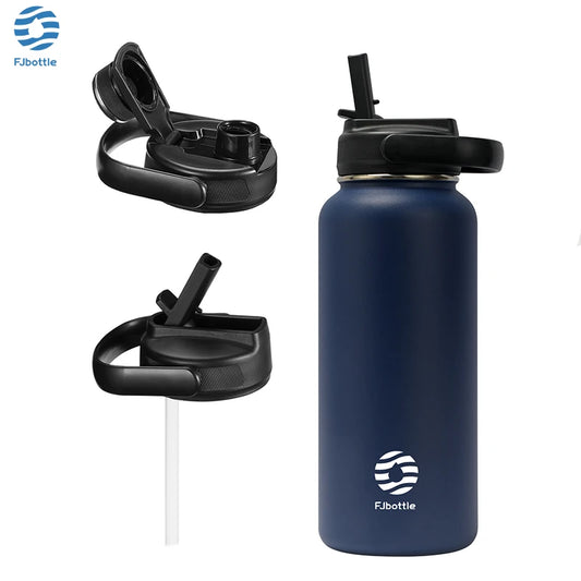 FEIJIAN Stainless Steel Thermos Bottle with Straw & Handle