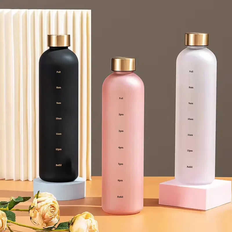 1L Motivational Sports Water Bottle with Time Marker