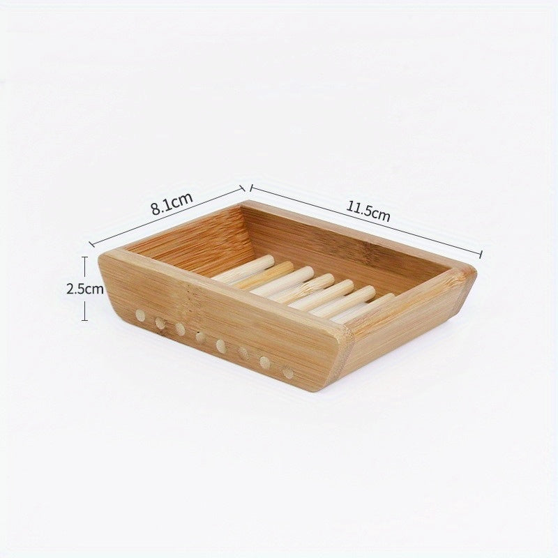 Oval Bamboo Soap Dish – Wooden Bar Soap Holder for Bathroom & Kitchen