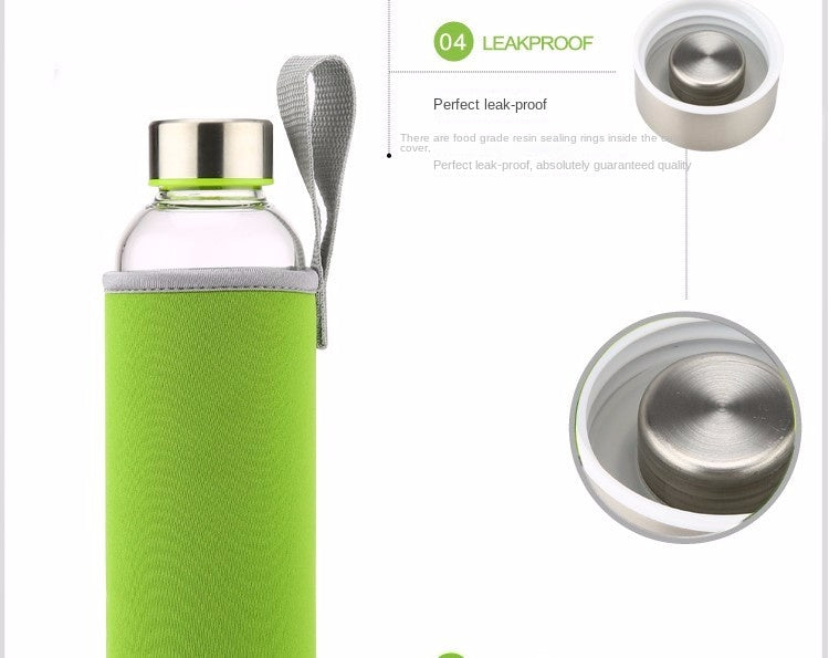 550ml Shatterproof Travel Glass Water Bottle
