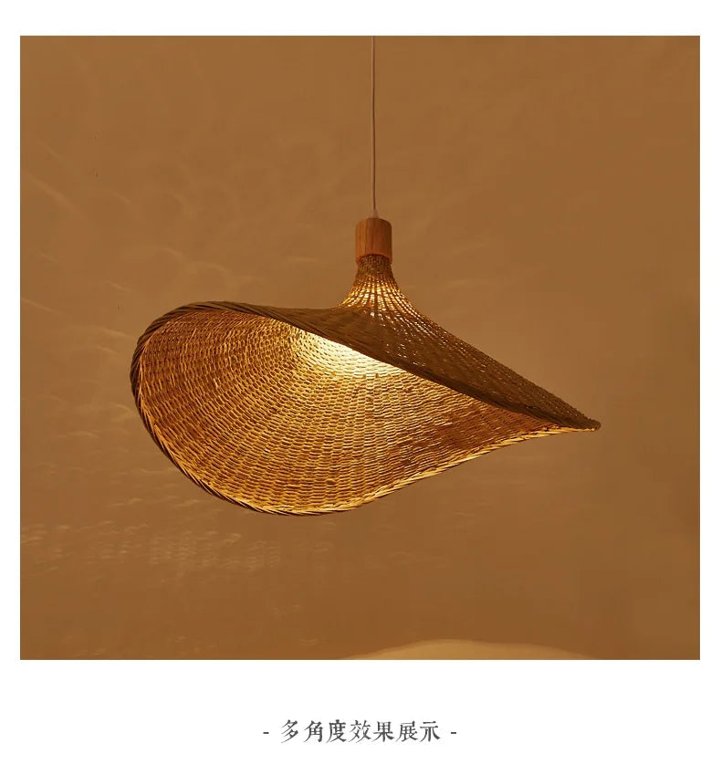 Bamboo Rattan Pendant Light – Handwoven Hanging Ceiling Lamp