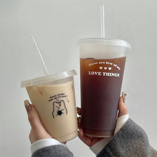 Kawaii Reusable Tumbler with Straw Lid