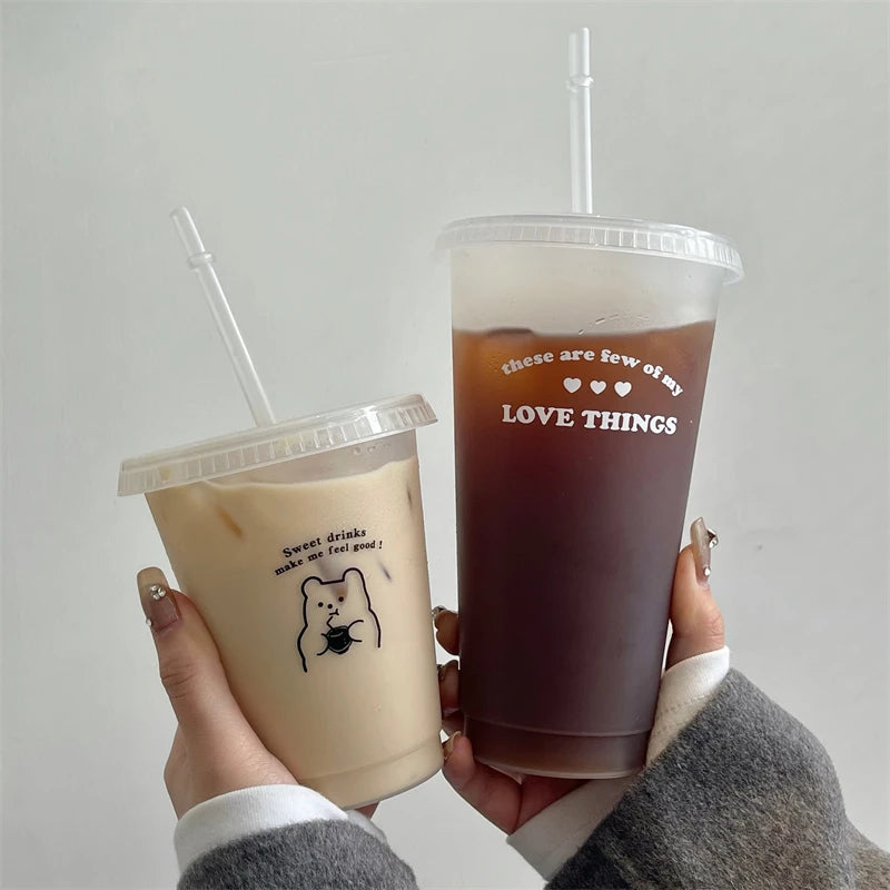 Kawaii Reusable Tumbler with Straw Lid