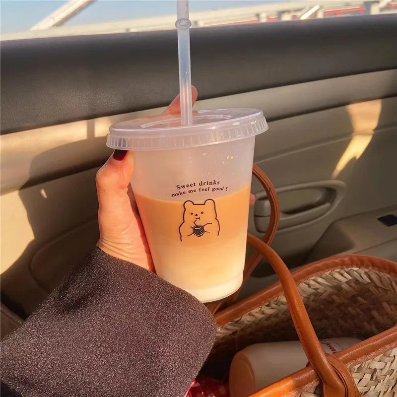 Kawaii Reusable Tumbler with Straw Lid