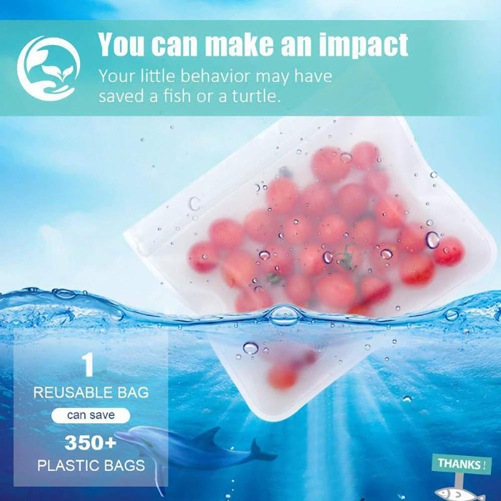 10pcs Reusable Silicone Food Storage Bags with Zip Seal