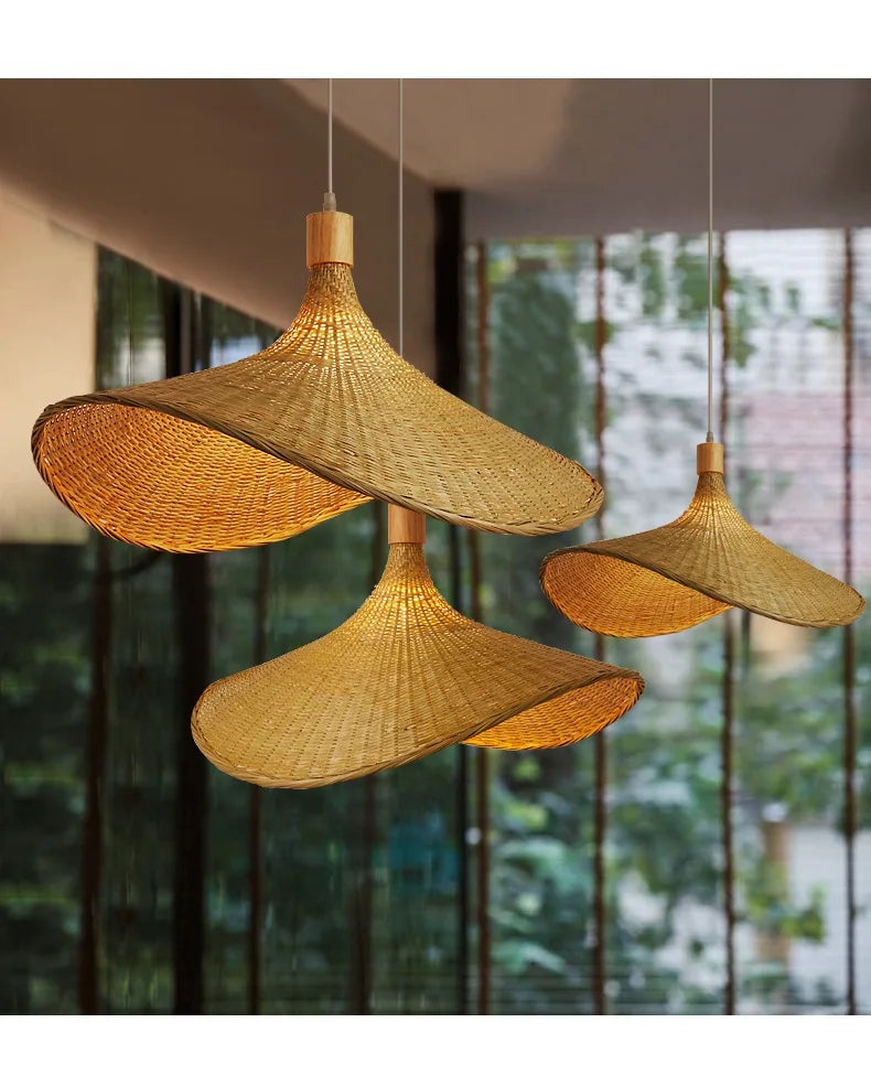 Bamboo Rattan Pendant Light – Handwoven Hanging Ceiling Lamp