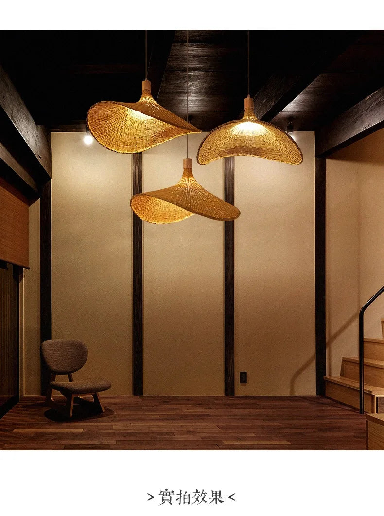 Bamboo Rattan Pendant Light – Handwoven Hanging Ceiling Lamp