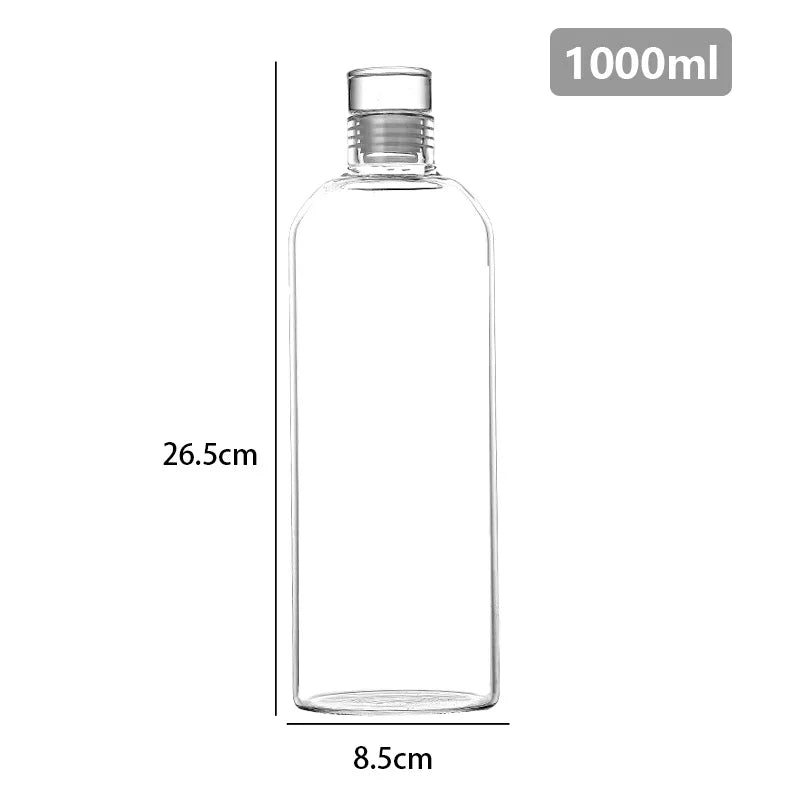 Large Capacity Glass Water Bottle with Time Marker