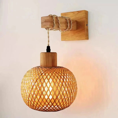 Bamboo Rattan Pendant Light – Handwoven Hanging Ceiling Lamp