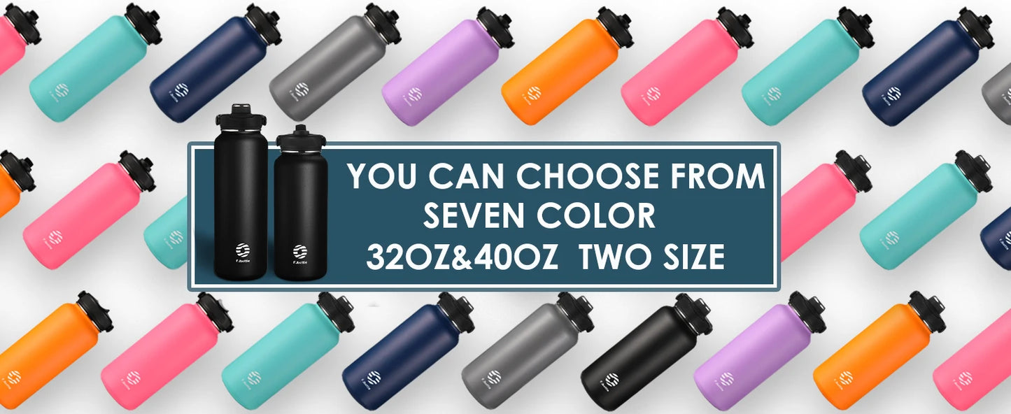 FEIJIAN Stainless Steel Thermos Bottle with Straw & Handle
