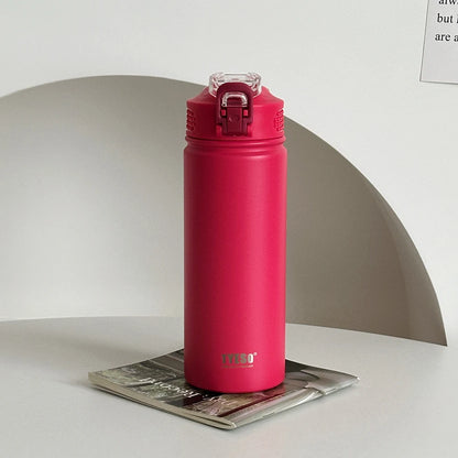 TYESO 600ml/750ml Stainless Steel Thermos Water Bottle with Straw