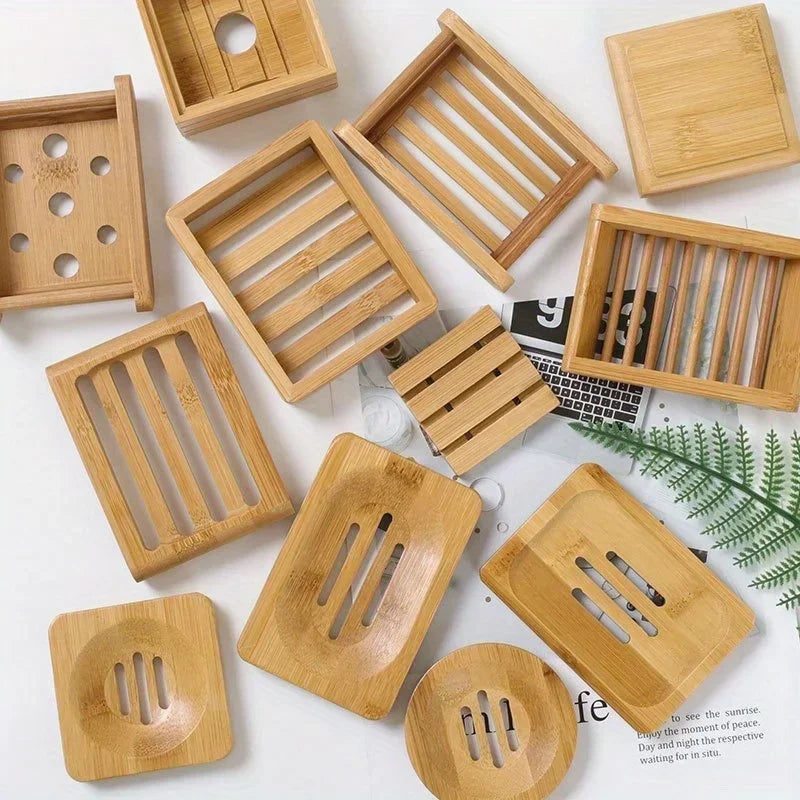 Oval Bamboo Soap Dish – Wooden Bar Soap Holder for Bathroom & Kitchen