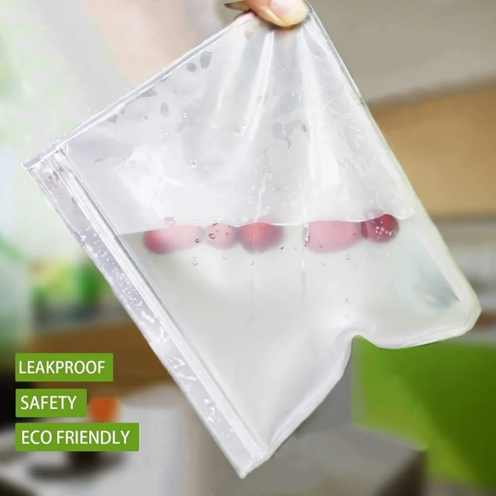 10pcs Reusable Silicone Food Storage Bags with Zip Seal