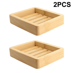 2PCS Bamboo Soap Dish Tray