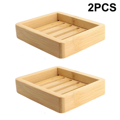 2PCS Bamboo Soap Dish Tray