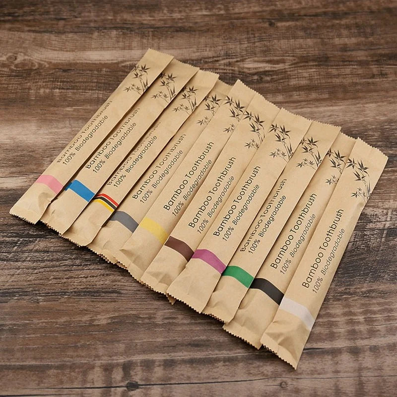 10PCS Bamboo Toothbrush Set