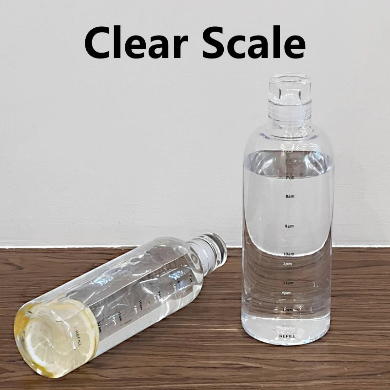 Large Capacity Glass Water Bottle with Time Marker