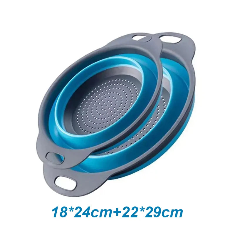 2PCS Silicone Folding Colander Basket for Kitchen Use