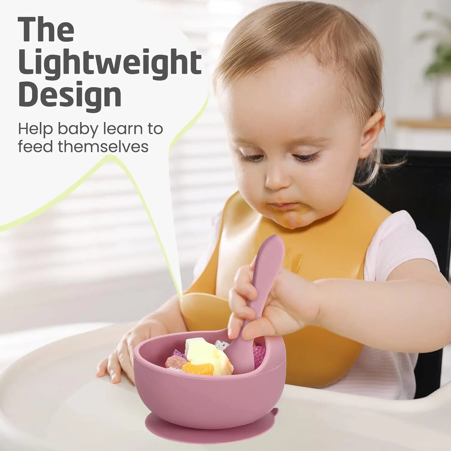 Silicone Baby Snail Bowl with Sucker & Spoon Feeding Set