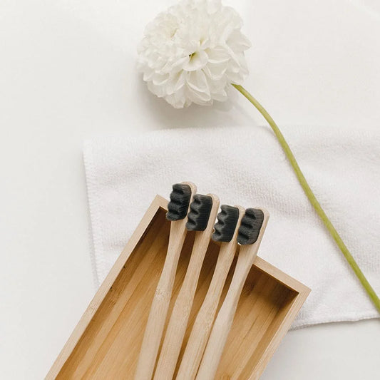 4-Pack Bamboo Toothbrush – Biodegradable with 20,000 Micro-Nano Soft Bristles