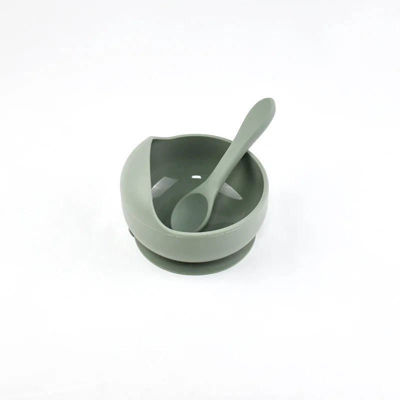 Silicone Baby Snail Bowl with Sucker & Spoon Feeding Set