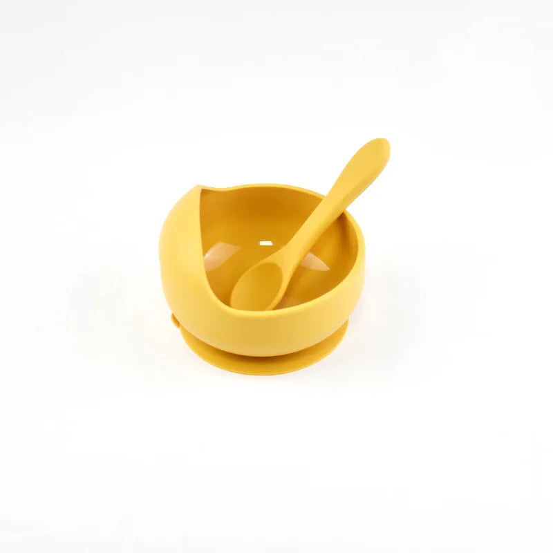 Silicone Baby Snail Bowl with Sucker & Spoon Feeding Set