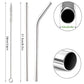 UPORS Reusable Stainless Steel Straws – Straight & Bent with Brush & Pouch