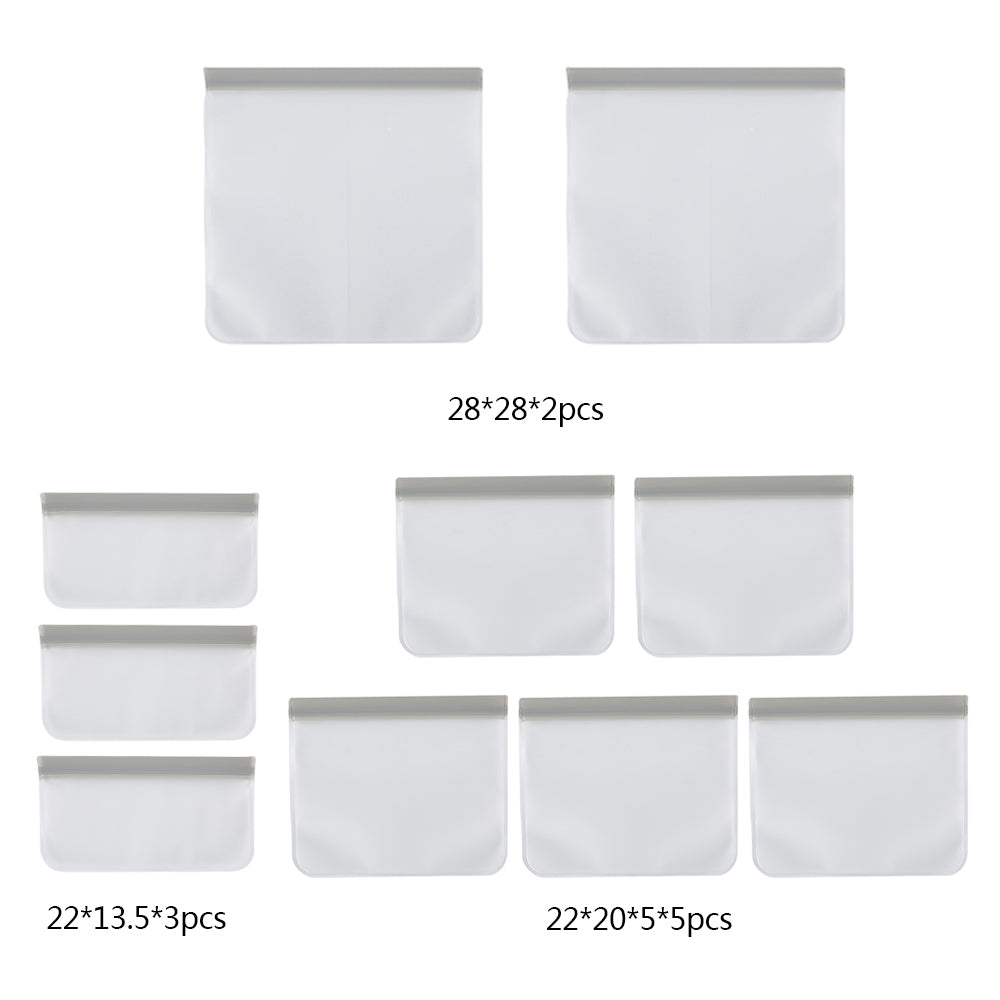 10pcs Reusable Silicone Food Storage Bags with Zip Seal