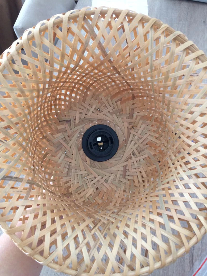 Bamboo Rattan Pendant Light – Handwoven Hanging Ceiling Lamp