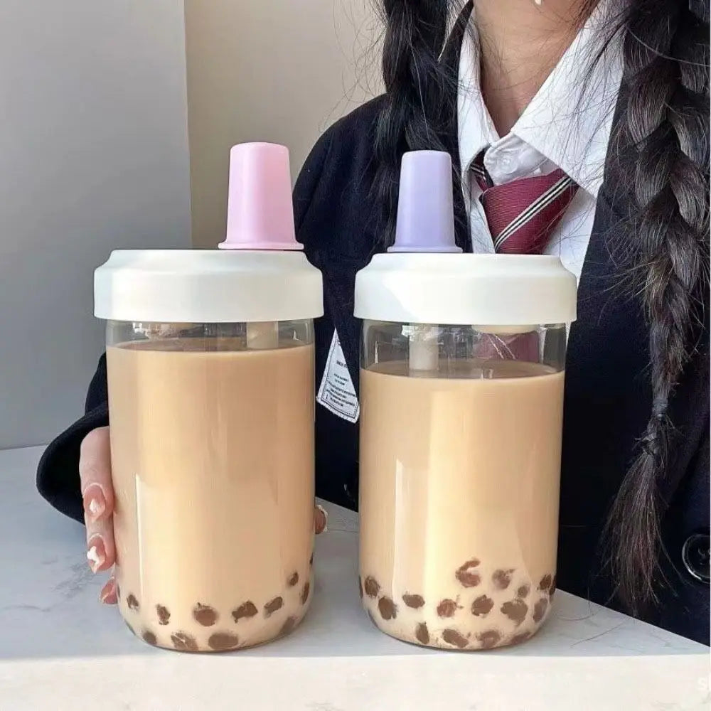 500/850ml Plastic Straw Cup with Lid for Juice, Milk & Tea