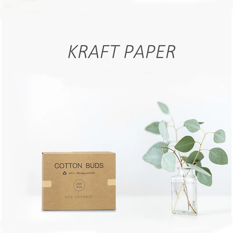 Bamboo Cotton Swabs – 2 Boxes (400 pcs) Biodegradable & Organic Double-Ended Ear Swabs