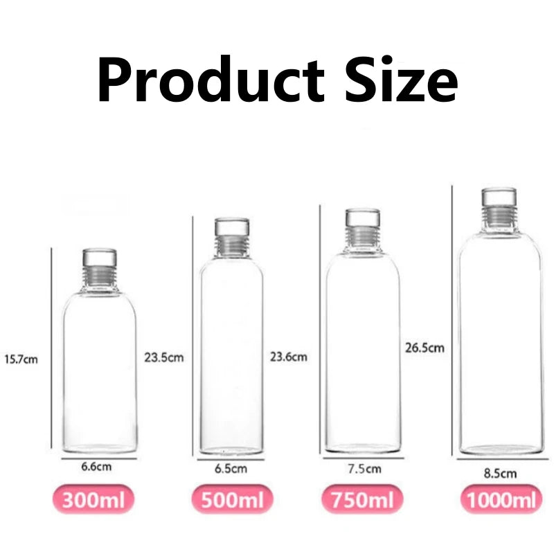 Large Capacity Glass Water Bottle with Time Marker