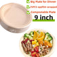 25–50 Pack Compostable Paper Plates – 9" & 7" Heavy-Duty Sugarcane Plates