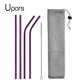UPORS Reusable Stainless Steel Straws – Straight & Bent with Brush & Pouch