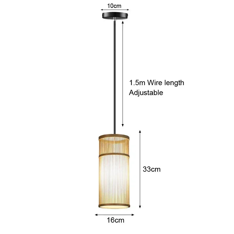 Bamboo Rattan Pendant Light – Handwoven Hanging Ceiling Lamp