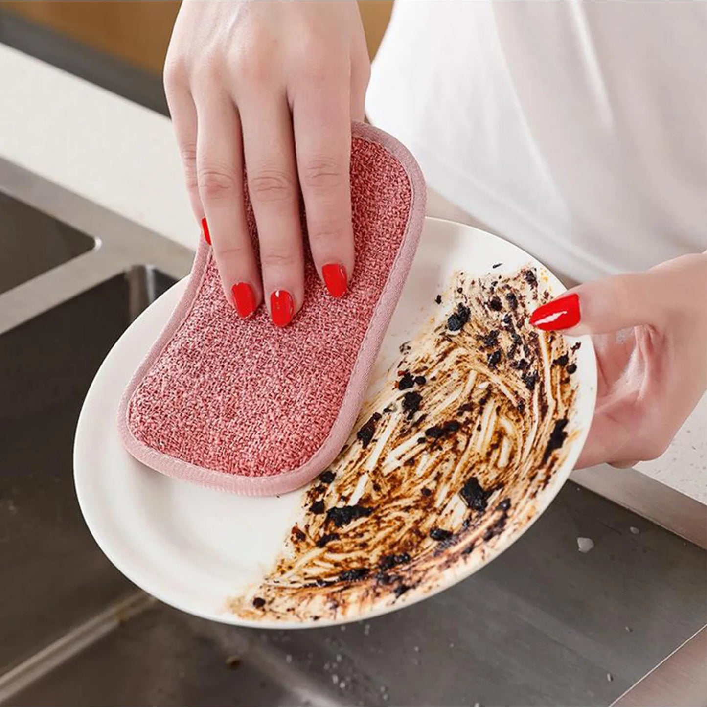 Reusable Double-Sided Microfiber Sponge