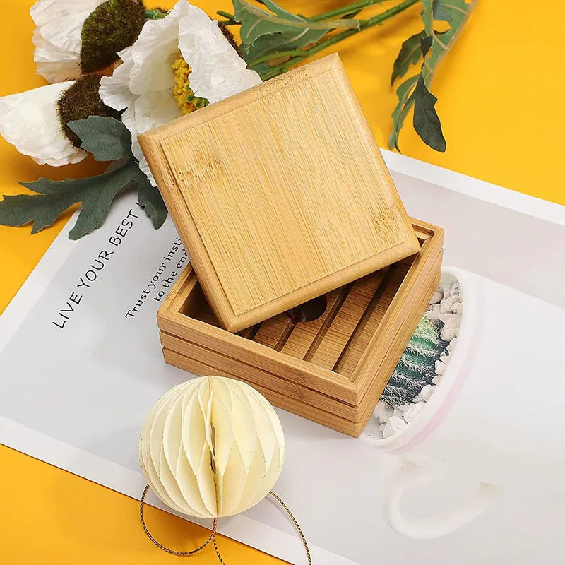 Bamboo Soap Dish with Lid – Draining Wooden Bar Soap Holder