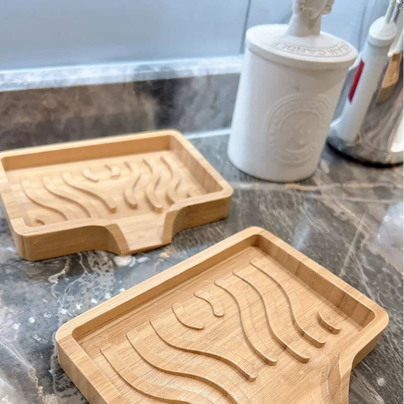 Bamboo Soap Dish Tray – Self-Draining Wooden Bar Soap Holder