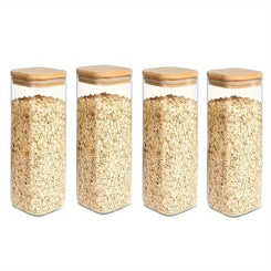 2/4pcs 540ml/1000ml Glass Food Storage Jars with Bamboo Lids