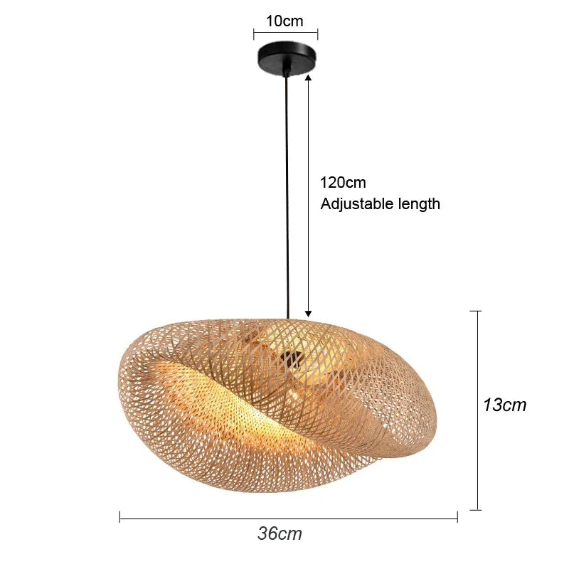Bamboo Rattan Pendant Light – Handwoven Hanging Ceiling Lamp