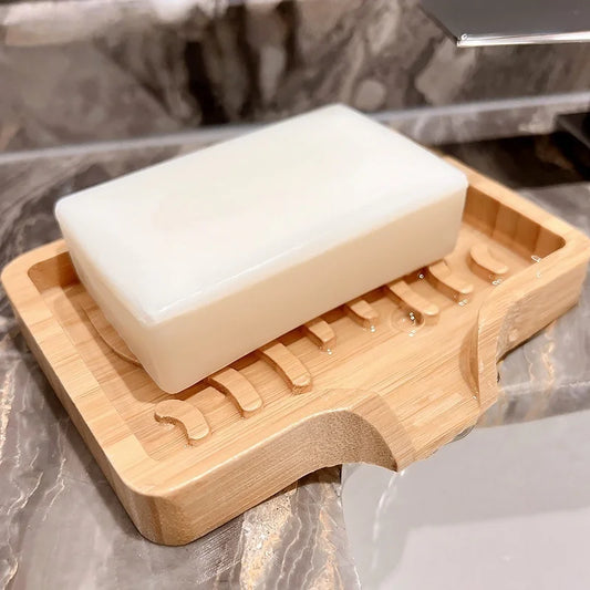 Bamboo Soap Dish Tray – Self-Draining Wooden Bar Soap Holder