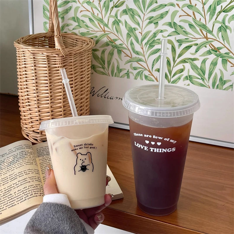 Kawaii Reusable Tumbler with Straw Lid