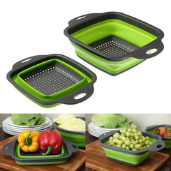 2PCS Silicone Folding Colander Basket for Kitchen Use