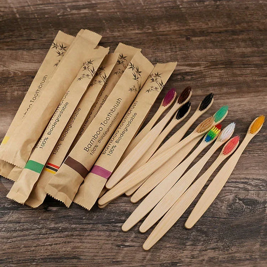 10PCS Bamboo Toothbrush Set