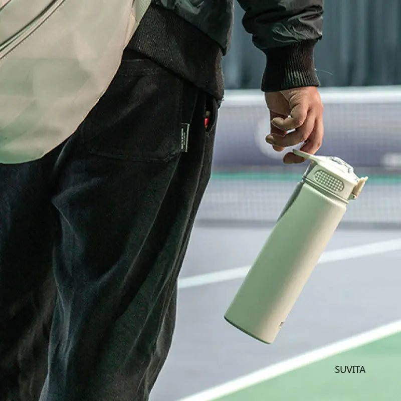 TYESO 600ml/750ml Stainless Steel Thermos Water Bottle with Straw