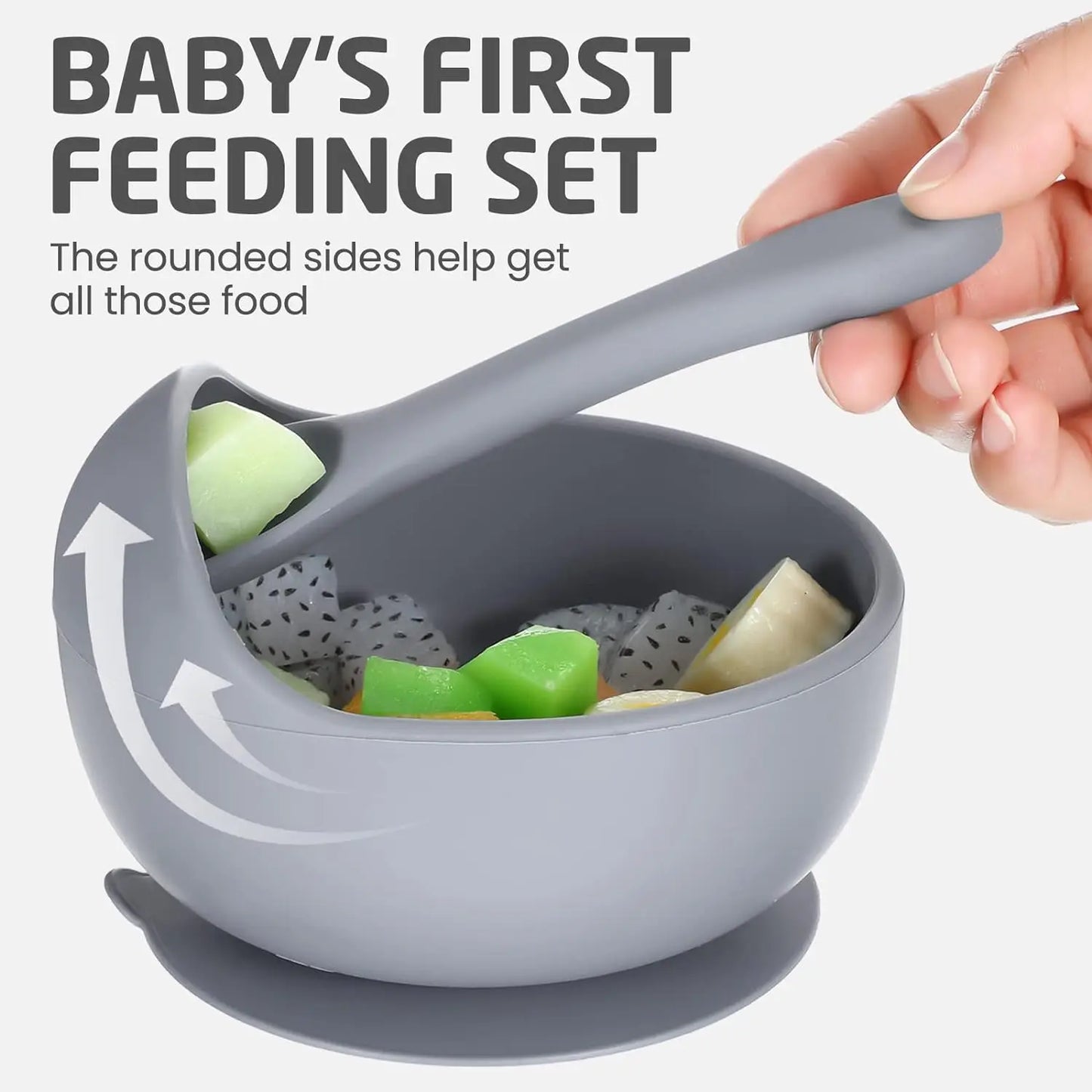 Silicone Baby Snail Bowl with Sucker & Spoon Feeding Set