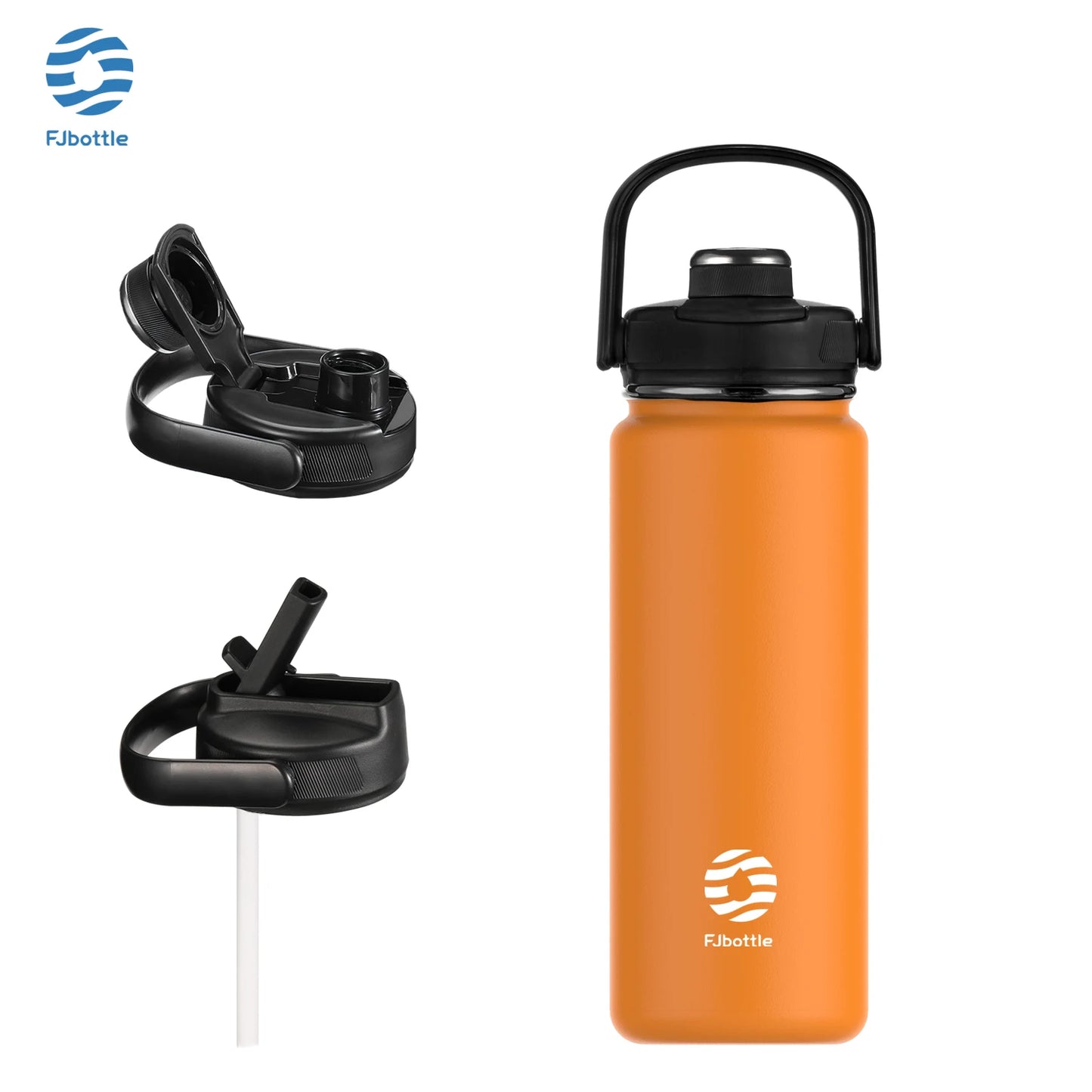 FEIJIAN Stainless Steel Thermos Bottle with Straw & Handle